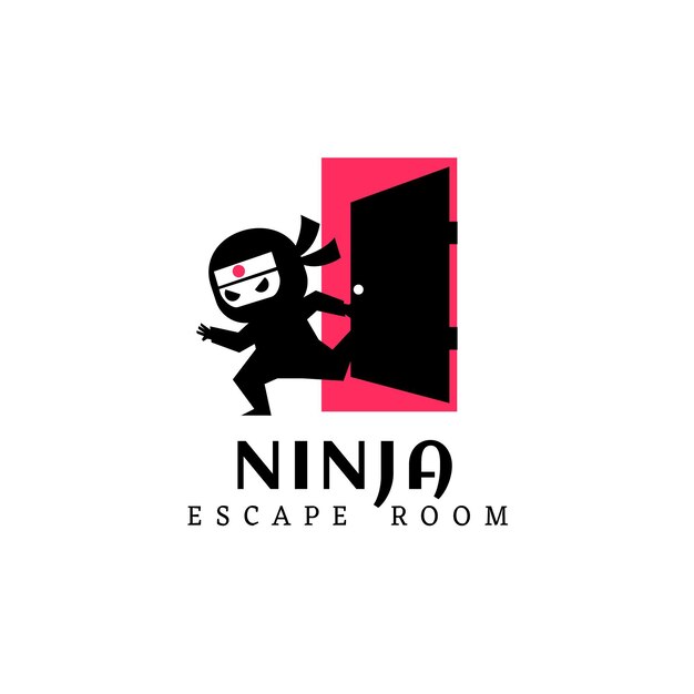 Modello di logo ninja piatto