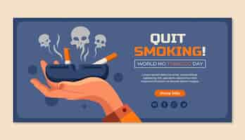 Free vector flat no tobacco day horizontal banner template