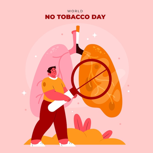 Flat no tobacco day illustration