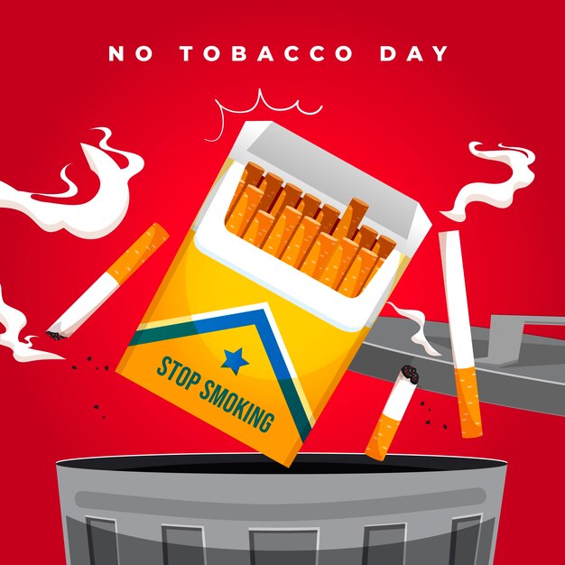 Flat no tobacco day illustration