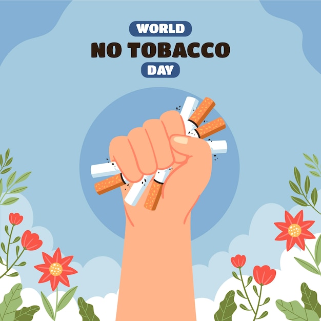 Vettore gratuito illustrazione piatta del giorno senza tabacco