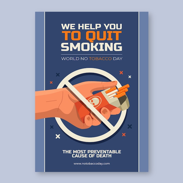 Modello di poster verticale piatto senza tabacco