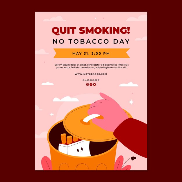 담배를 피우지 않는 날 수직 포스터 템플릿