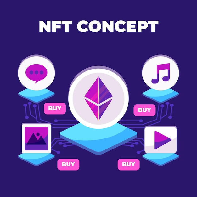 Free vector flat non fungible token concept