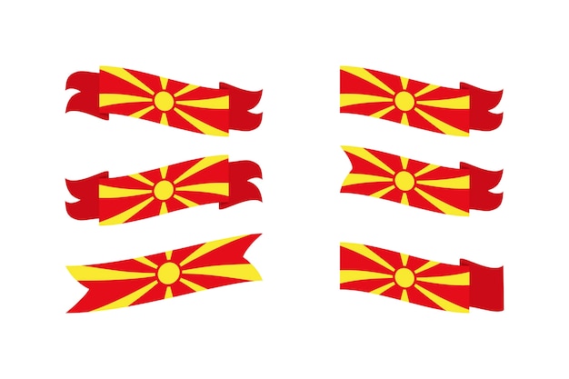 Bandiere piatte della macedonia del nord