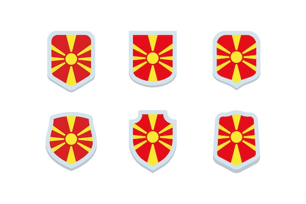 Vettore gratuito bandiere piatte della macedonia del nord