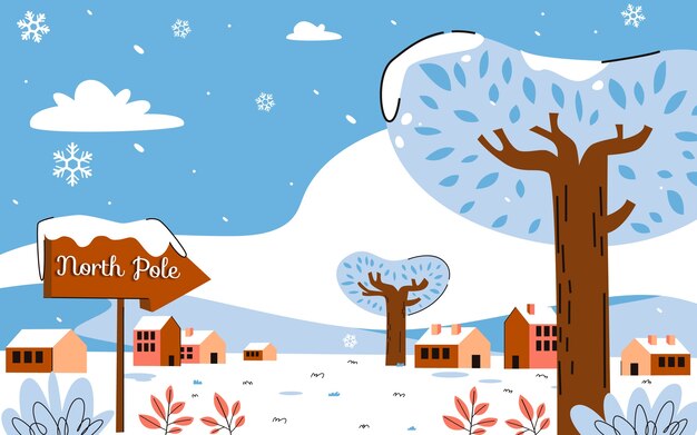 Free vector flat north pole winter background