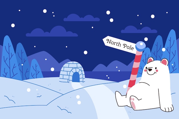 Flat north pole winter background