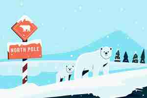 Free vector flat north pole winter background