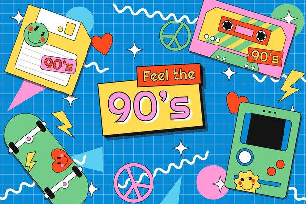 Flat nostalgic 90's background