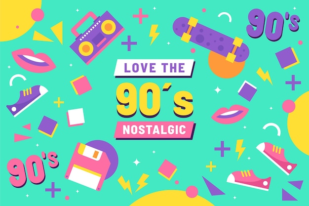 Flat Nostalgic 90’s Background Free Vector Download