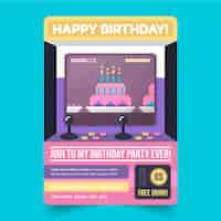 Free vector flat nostalgic 90's birthday invitation template