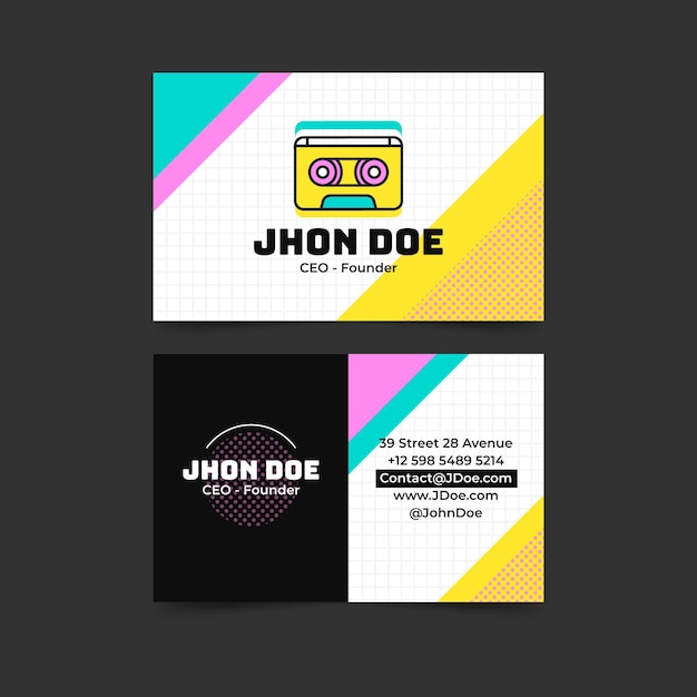 Free vector flat nostalgic 90's business cards