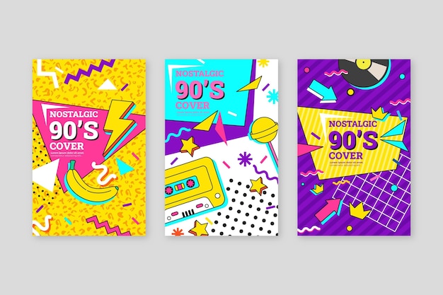 Flat nostalgic 90's covers
