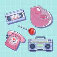Free vector flat nostalgic 90's element collection
