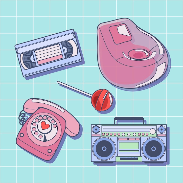 무료 Vector 플랫 레트르한 90's 요소 컬렉션