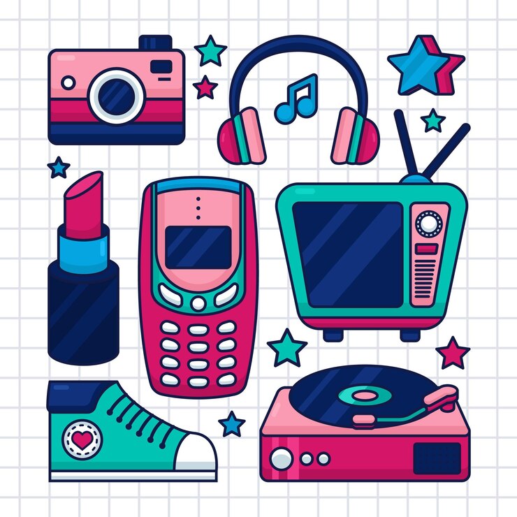 Free Vector flat nostalgic 90's elements collection