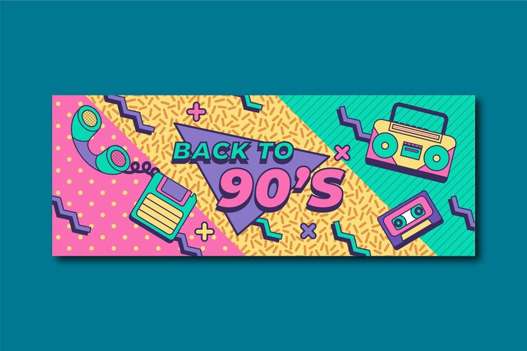 मुफ़्त वेक्टर flat nostalgic 90's facebook cover