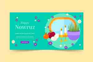 Free vector flat nowruz horizontal banner template