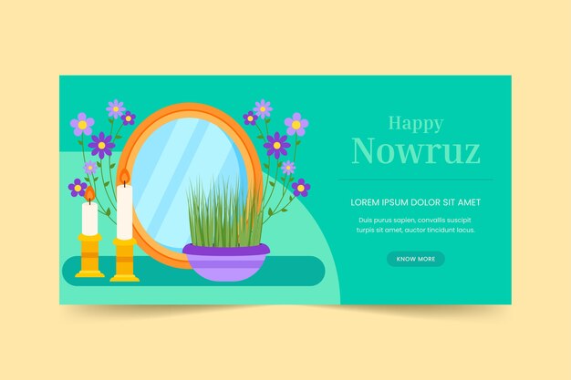 무료 벡터 플랫 nowruz 가로 배너 서식 파일