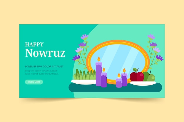 무료 벡터 플랫 nowruz 가로 배너 서식 파일