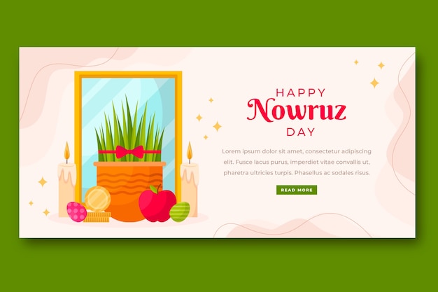 무료 벡터 플랫 nowruz 가로 배너