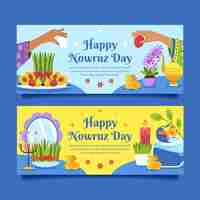 Free vector flat nowruz horizontal banners set