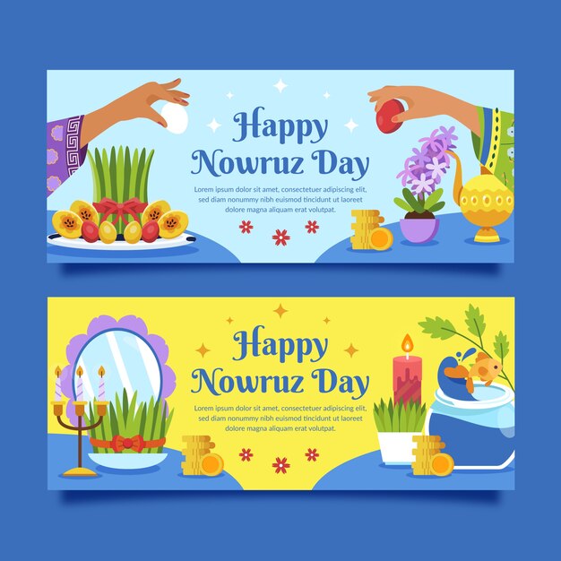 Flat nowruz horizontal banners set