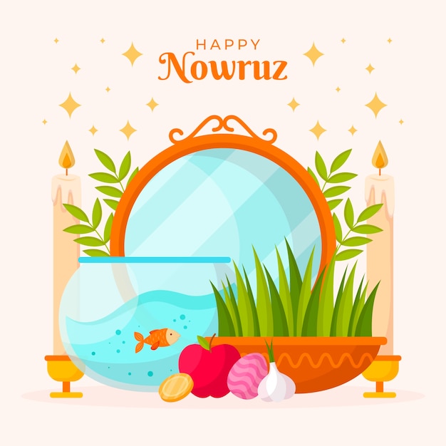 Vettore gratuito piatto nowruz illustrazione