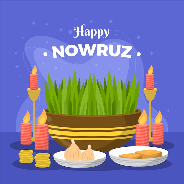 Vettore gratuito illustrazione di nowruz piatto