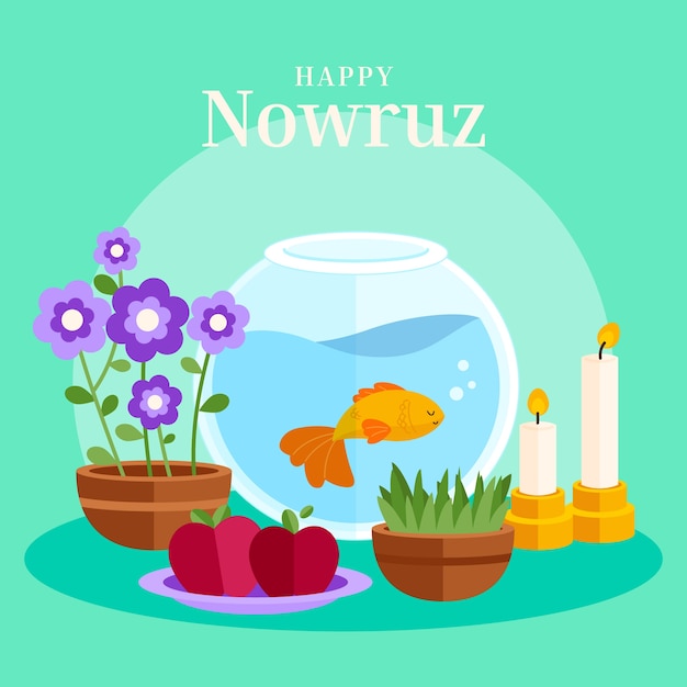 무료 벡터 플랫 nowruz 그림