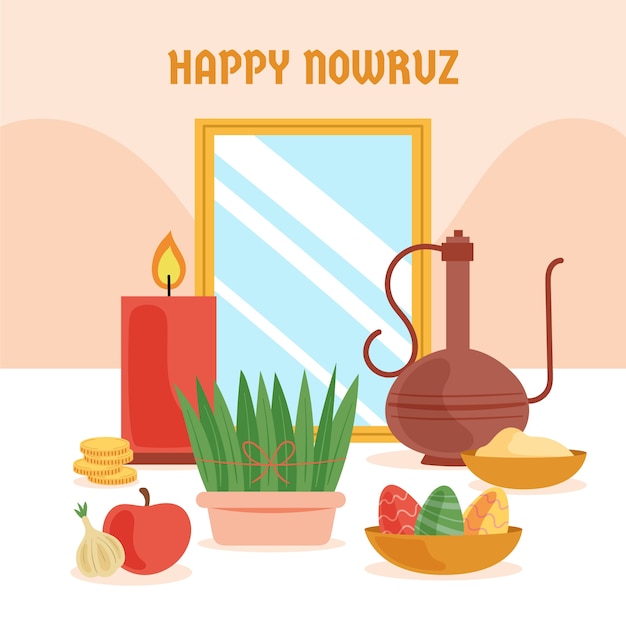 Illustrazione di nowruz piatto