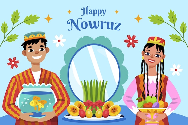 무료 벡터 플랫 nowruz 그림