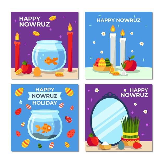 Flat nowruz instagram posts collection