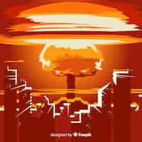 Free vector flat nuclear bomb in a city