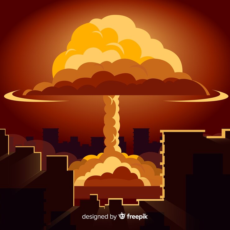 मुफ़्त वेक्टर flat nuclear bomb in a city