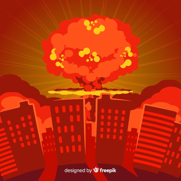 Flat nuclear bomb in a city