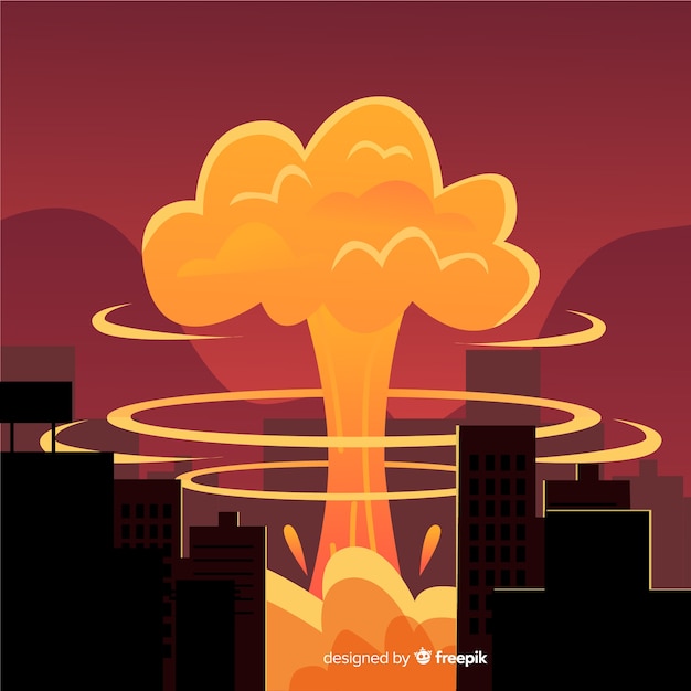 Free vector flat nuclear bomb in a city