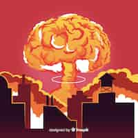 Free vector flat nuclear bomb in a city