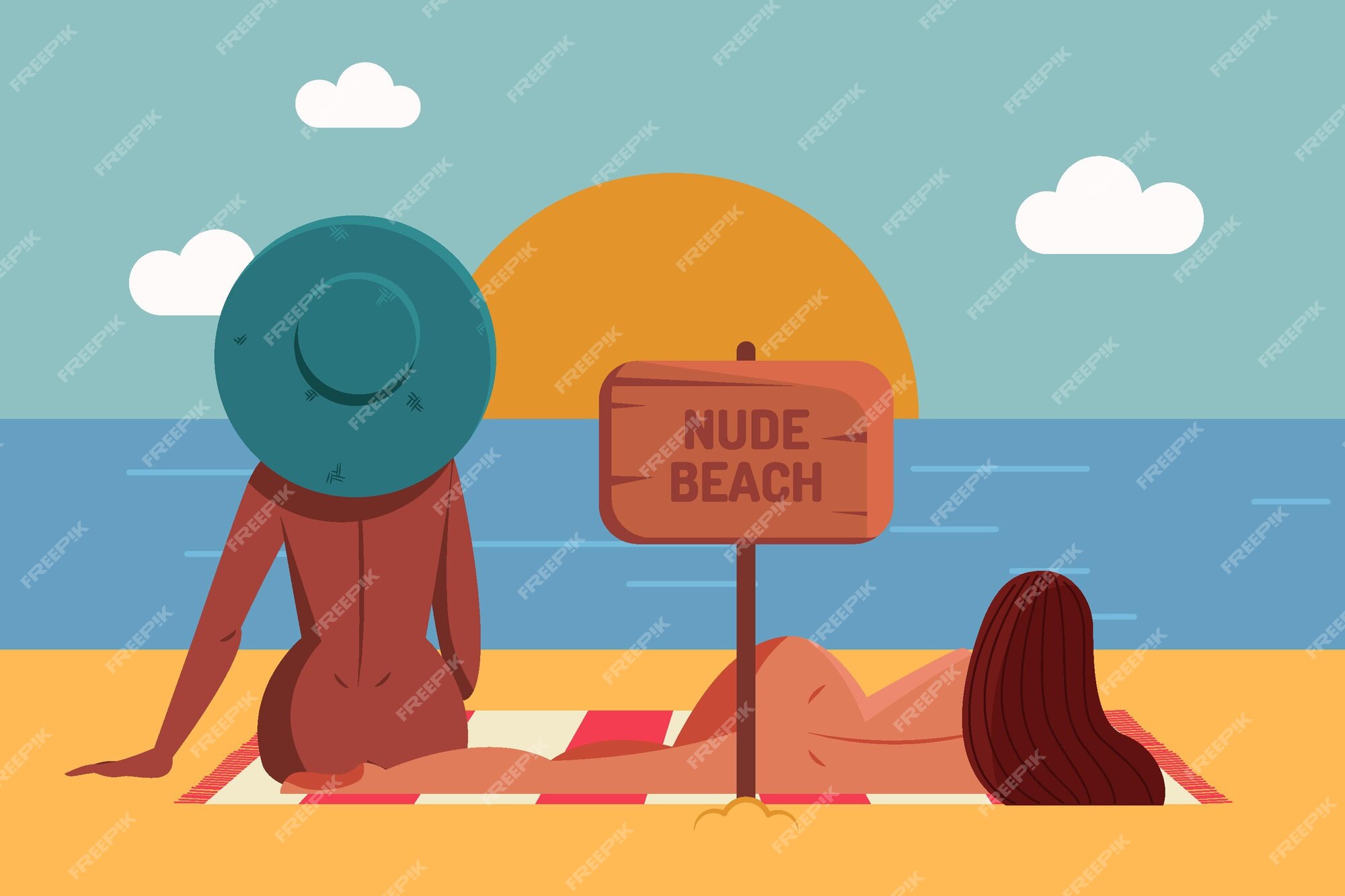 Free Vector | Flat nude zone concept illustrated