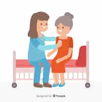 Free vector flat nurse helping patient background
