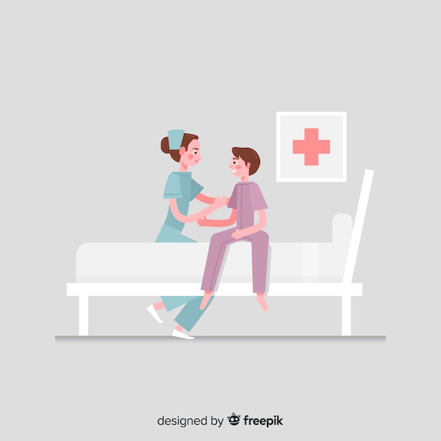 Flat nurse helping patient background