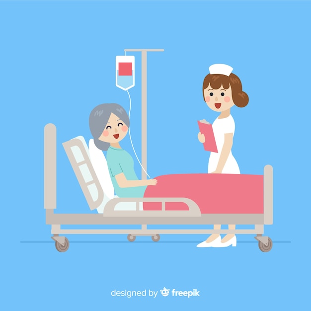 Бесплатное векторное изображение Плоская медсестра помогает пациенту
