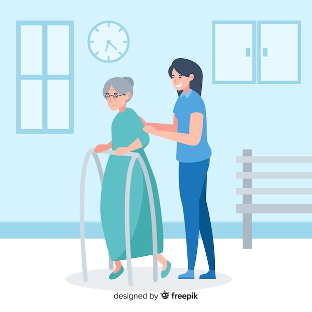 Flat nurse helping patient