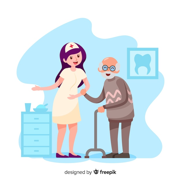 Flat nurse helping patient