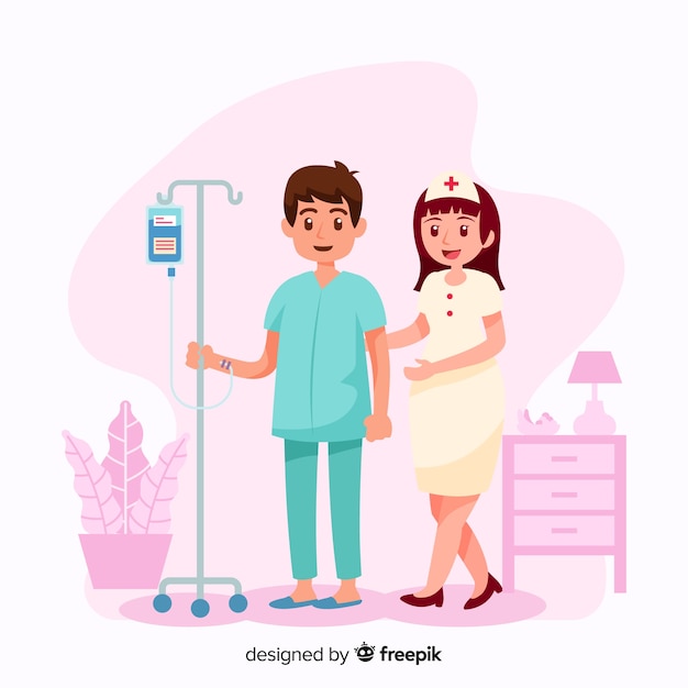 플랫 간호사 돕는 환자