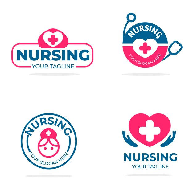 Flat nurse logo collection