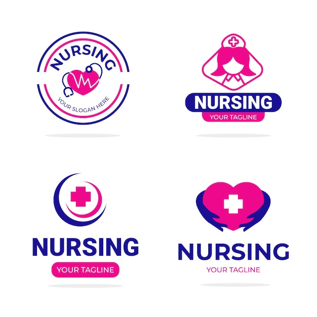 Плоская коллекция логотипов медсестры