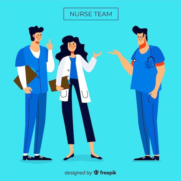 Vettore gratuito squadra infermiera piatta