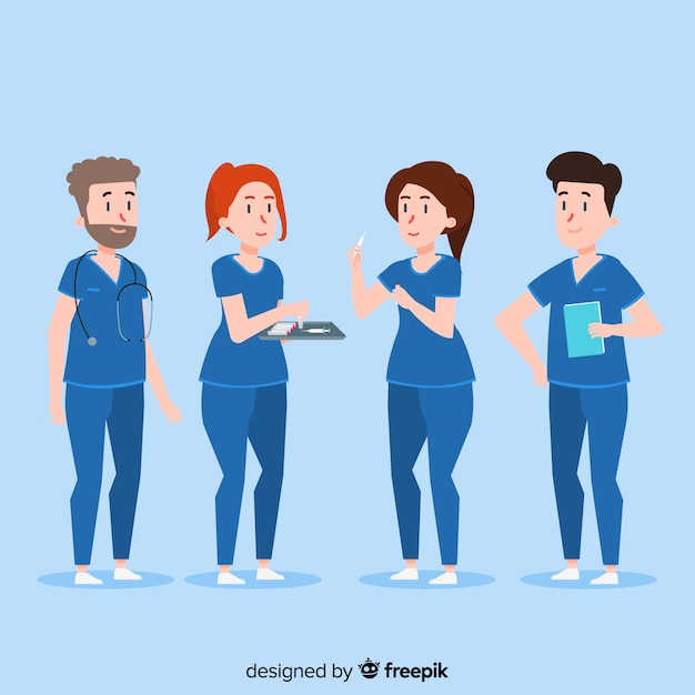 Free vector flat nurse team